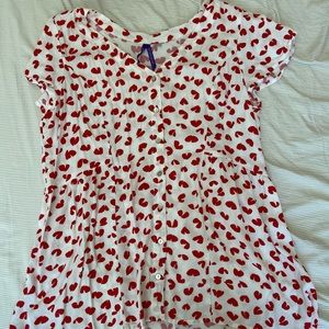 Red and white cheetah print maternity blouse